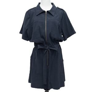 Skies Are Blue Curvy Navy Blue Belted Shorts Romper Size 1X